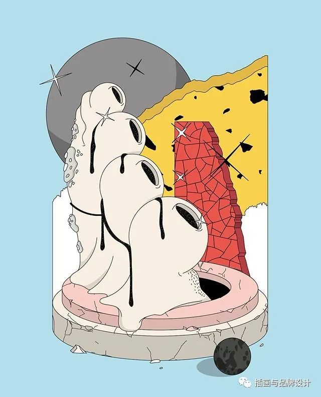 插画丨奇奇怪怪的矢量几何构成,加上大眼睛整个世界都活了