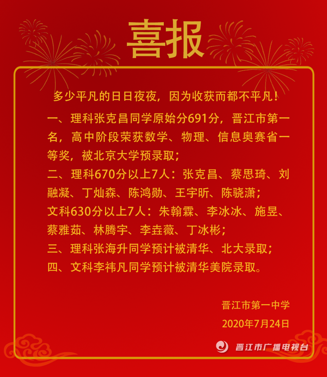 喜报！一中、养正、季延