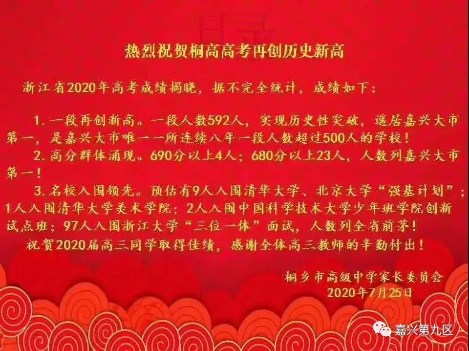 嘉兴高考“开挂”？状元707分简历牛爆了，一中一本录取率超80%