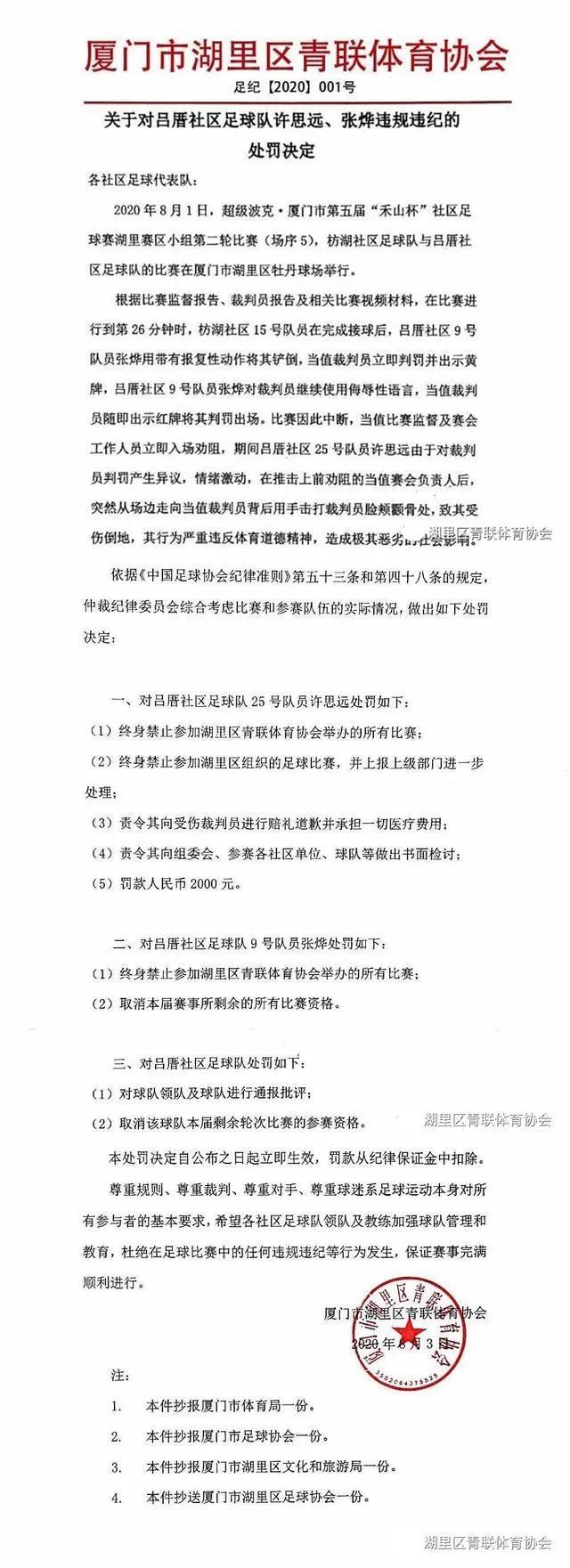 足球比赛为什么处罚那么轻(一巴掌打晕裁判，这两人被终身禁赛)