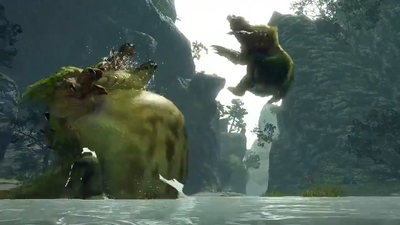 《怪物猎人：崛起》河童蛙与青熊兽争夺地盘动画公开 太萌了