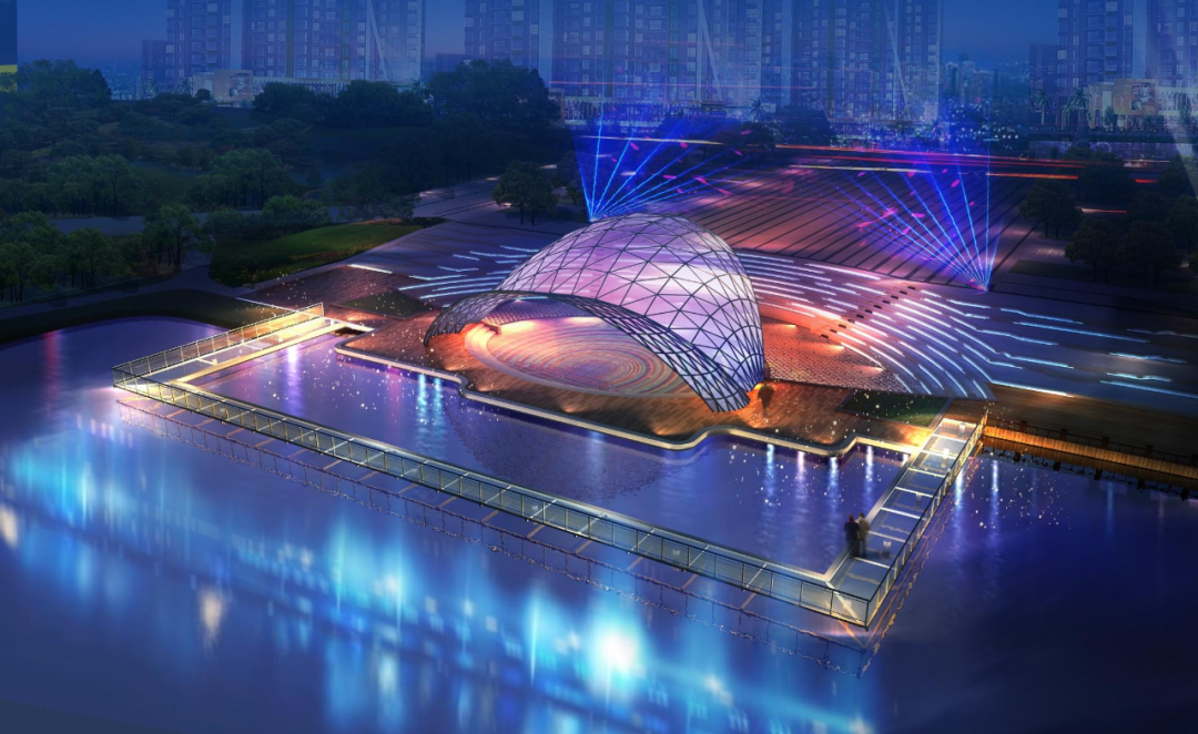 广场音乐创想舞台预计将于7月底实景呈现8月投用先走波美图↓效果图