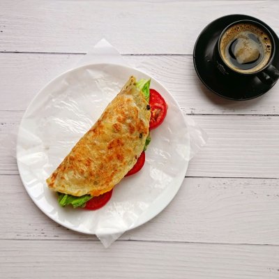 十分钟快手早餐之~豪华手抓饼舌尖上的养生美食