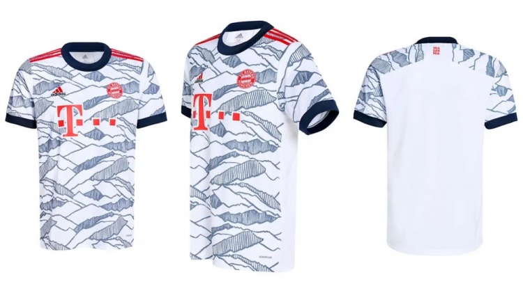 拜仁发布新赛季欧冠球衣：设计灵感来源于慕尼黑周围山峰