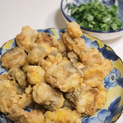 蘑古力椒盐豆腐鱼(九肚鱼)