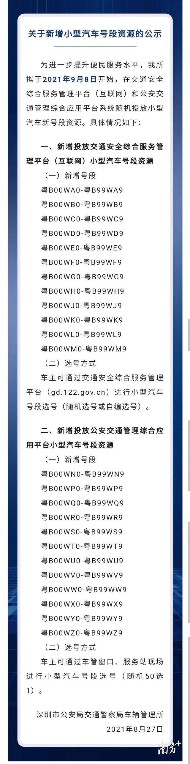 2.4万个粤B车牌新号码将投放，深圳市民可自编选号（附操作流程）