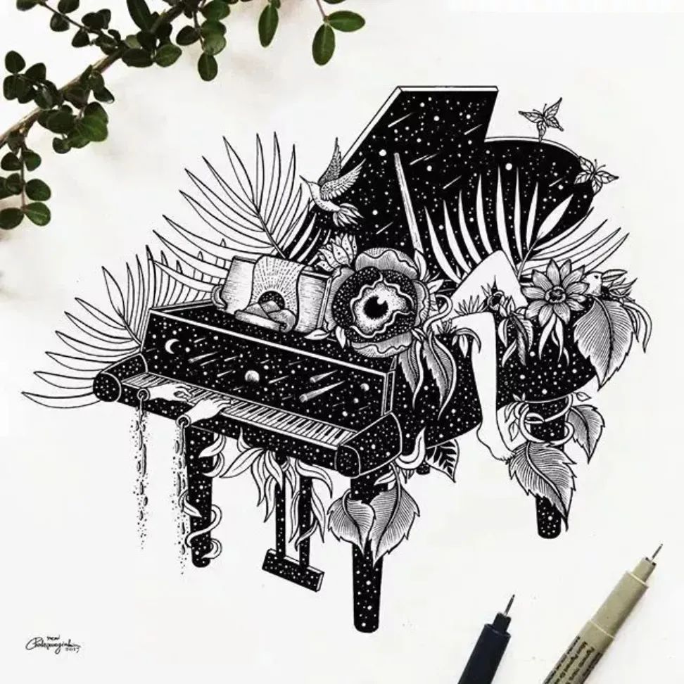 她笔下针管笔线描如此有趣且精致,看一眼,保证你喜欢上黑白插画