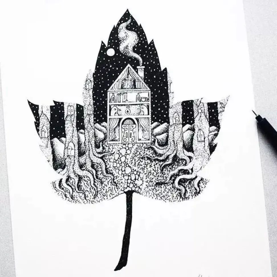 她笔下针管笔线描如此有趣且精致,看一眼,保证你喜欢上黑白插画