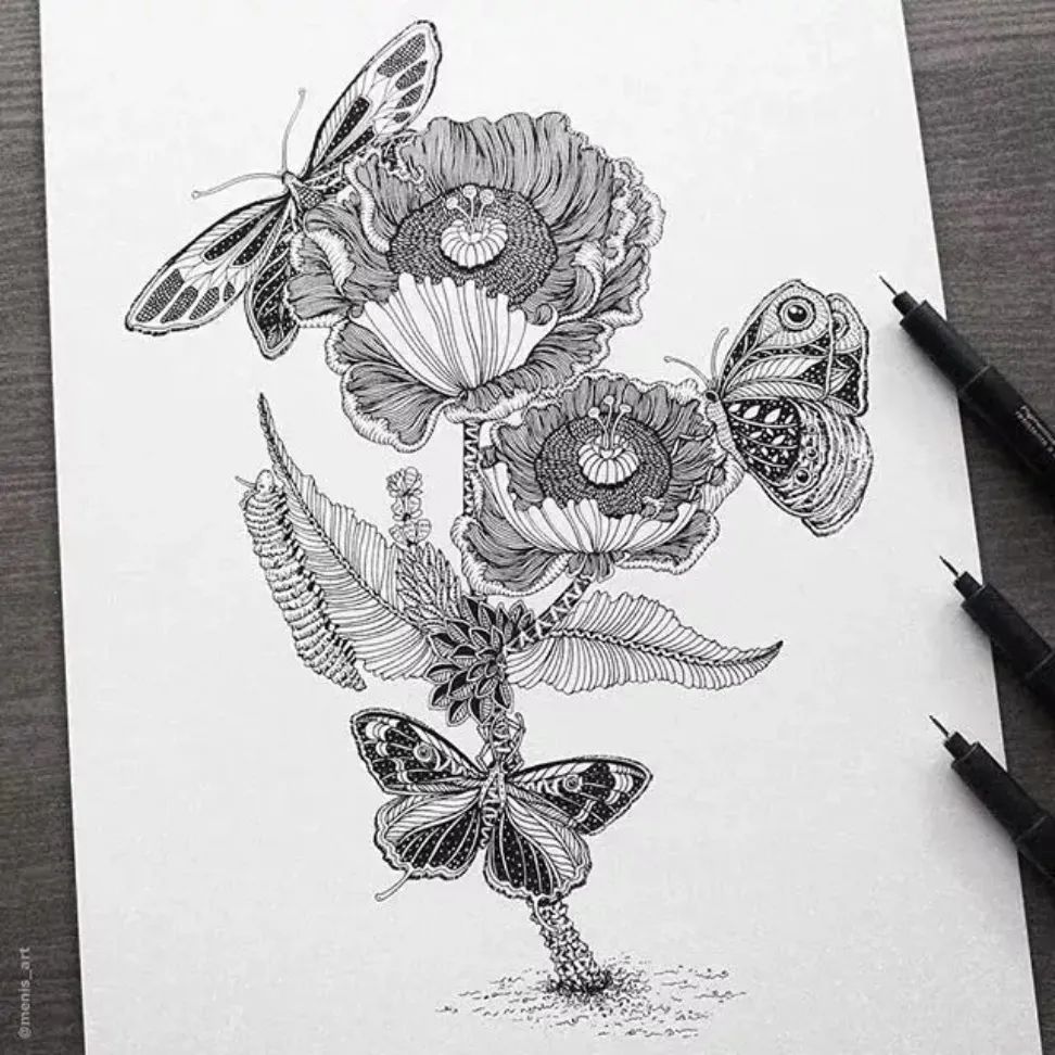 她笔下针管笔线描如此有趣且精致,看一眼,保证你喜欢上黑白插画