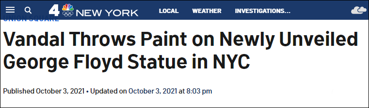 开幕不到三天，乔治・弗洛德的雕像就被油漆了。