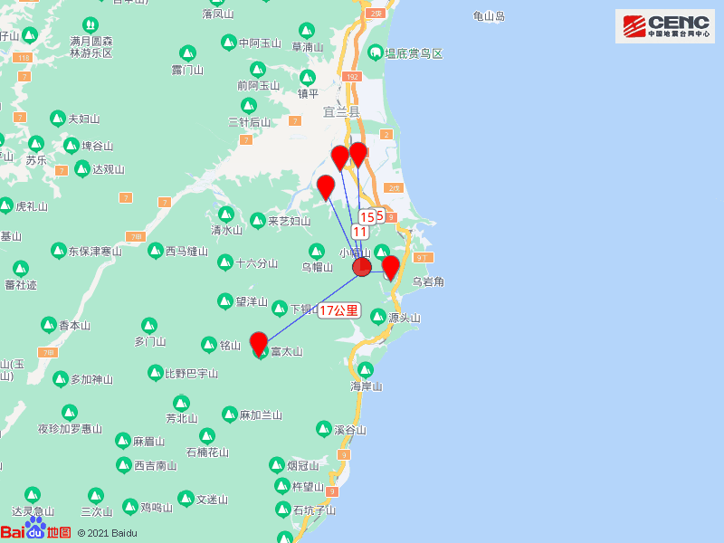 台湾宜兰县发生6.3级地震