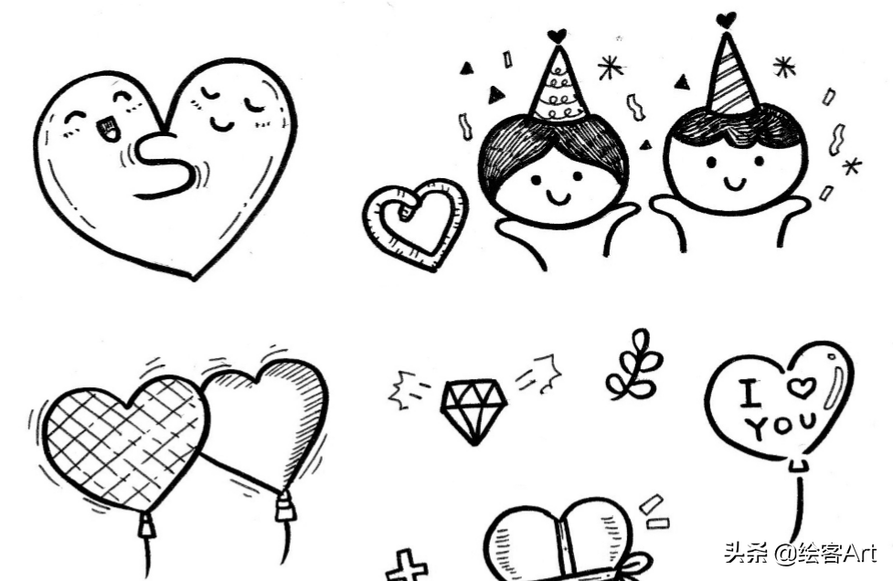 超可爱的头像涂鸦简笔画,手账素材都有啦