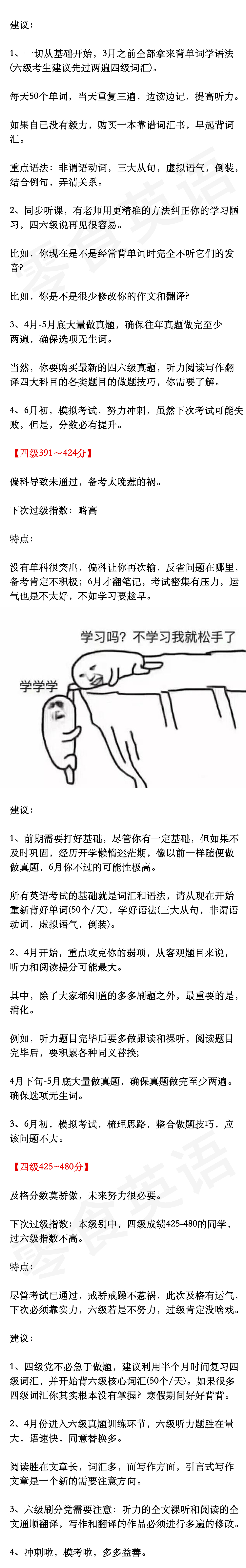 英语四级各分数段都代表什么水平？没有对比，就没有伤害啊！