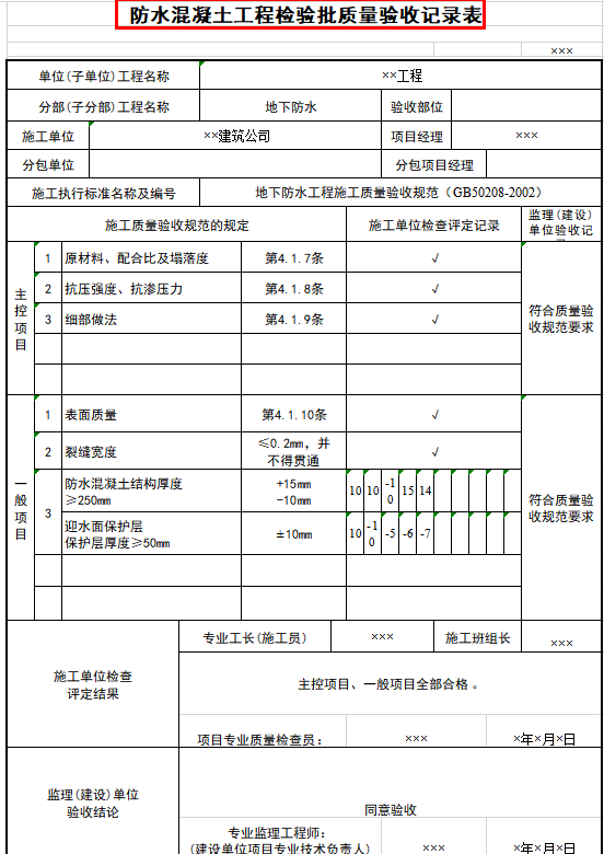 21年整理：施工质量验收记录-检验批表格，93套内容完整可用