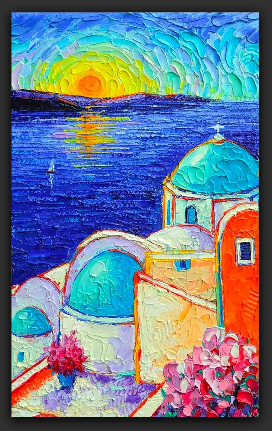 绘画|丙烯颜料风景画,厚厚的颜料堆积出大自然的缤纷色彩