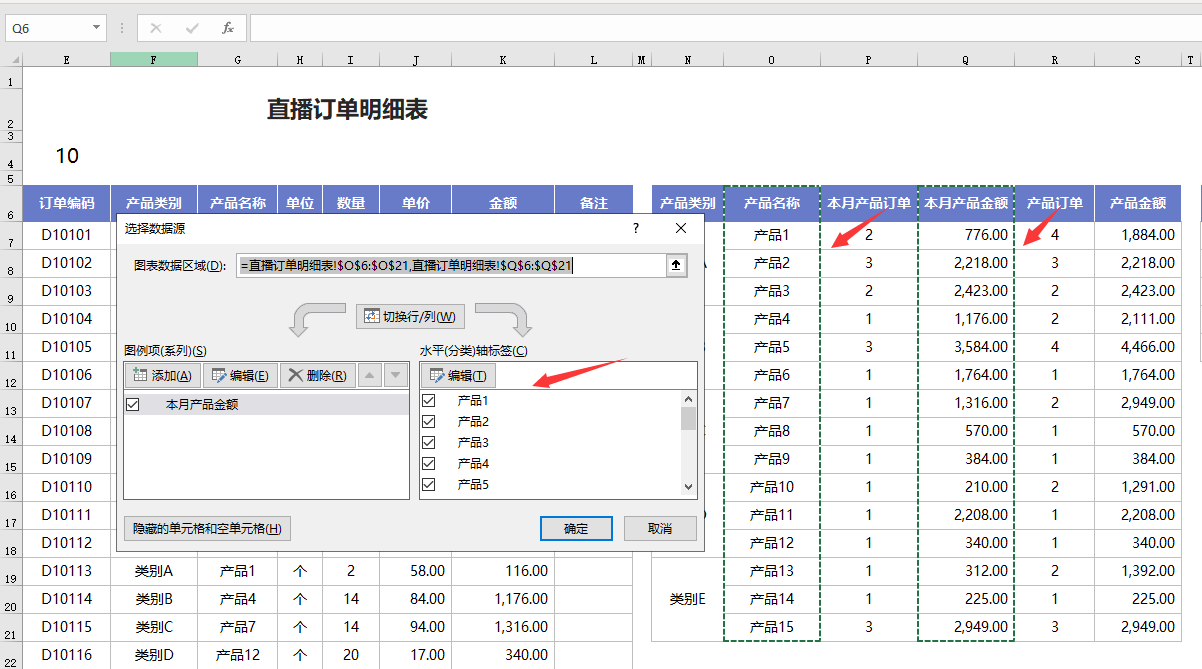 Excel直播订单统计分析表，动态可视化图表，分析看板直接套用