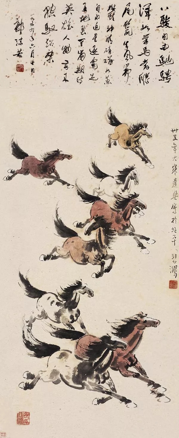 徐悲鸿画8只马卖1652万,潘天寿只画半头牛,价格超他10倍