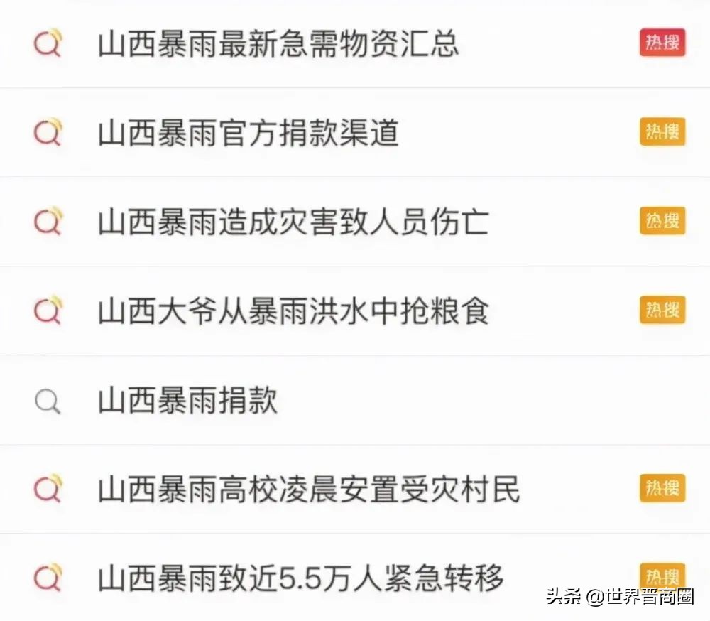 全球援晋抗洪超3.2亿：潞宝1000万，汾酒3000万，四大网络巨头2亿