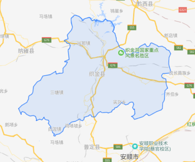 在地理位置上,织金县位于贵州中部偏西,北邻毕节市大方县,黔西县,东靠