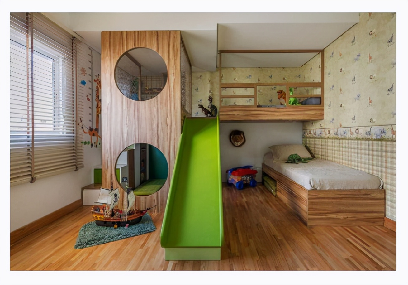 【親子宅設計精選】兒童房不用做上下鋪，打個地台床可睡2個娃，頂部再掛個多功能區