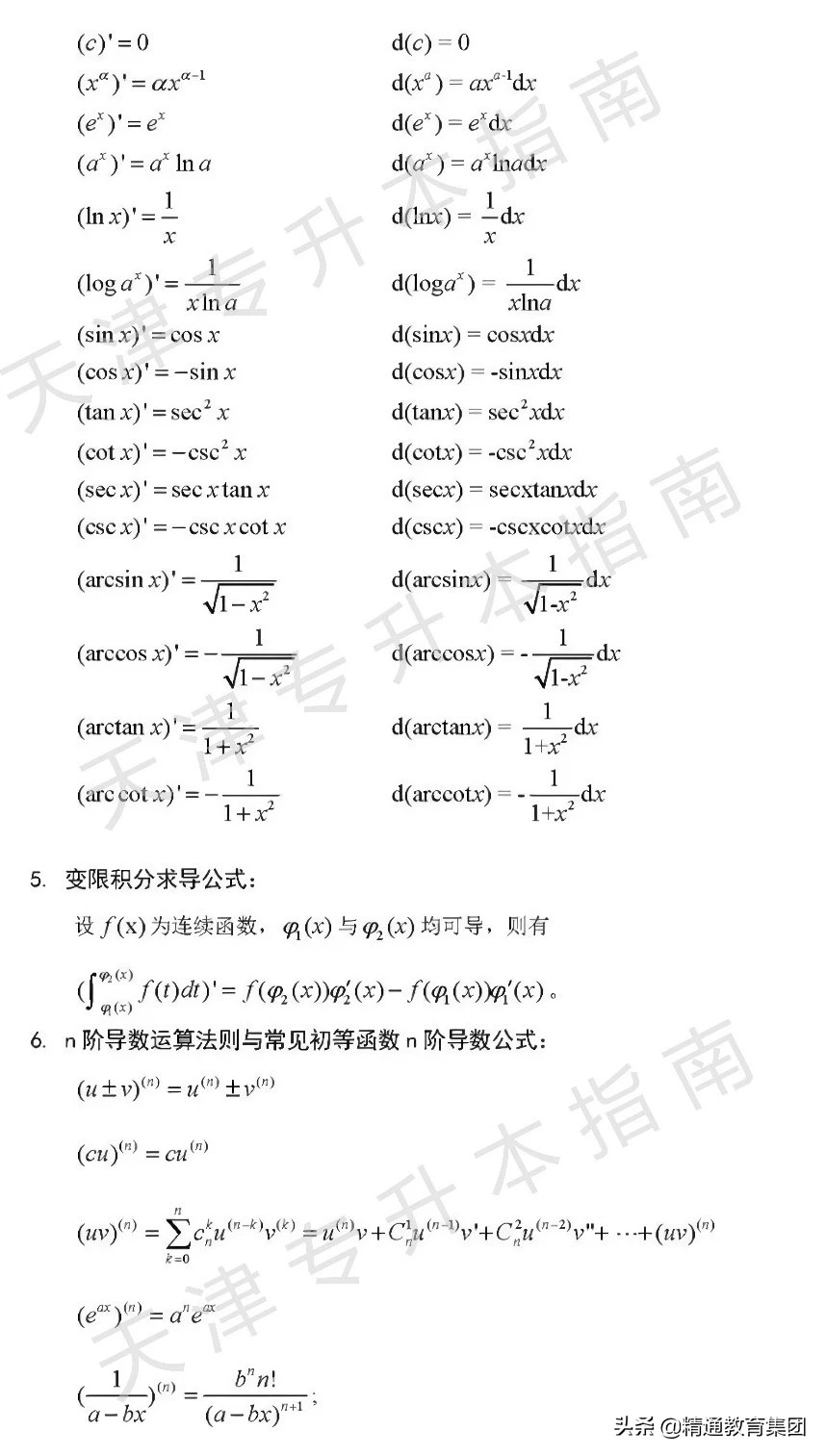 专升本高等数学公式大合集