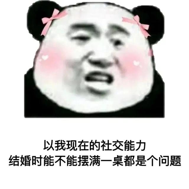 表情包：以我现在的社交能力，结婚时能不能摆满一桌都是个问题