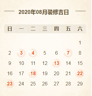 2020年装修开工吉日