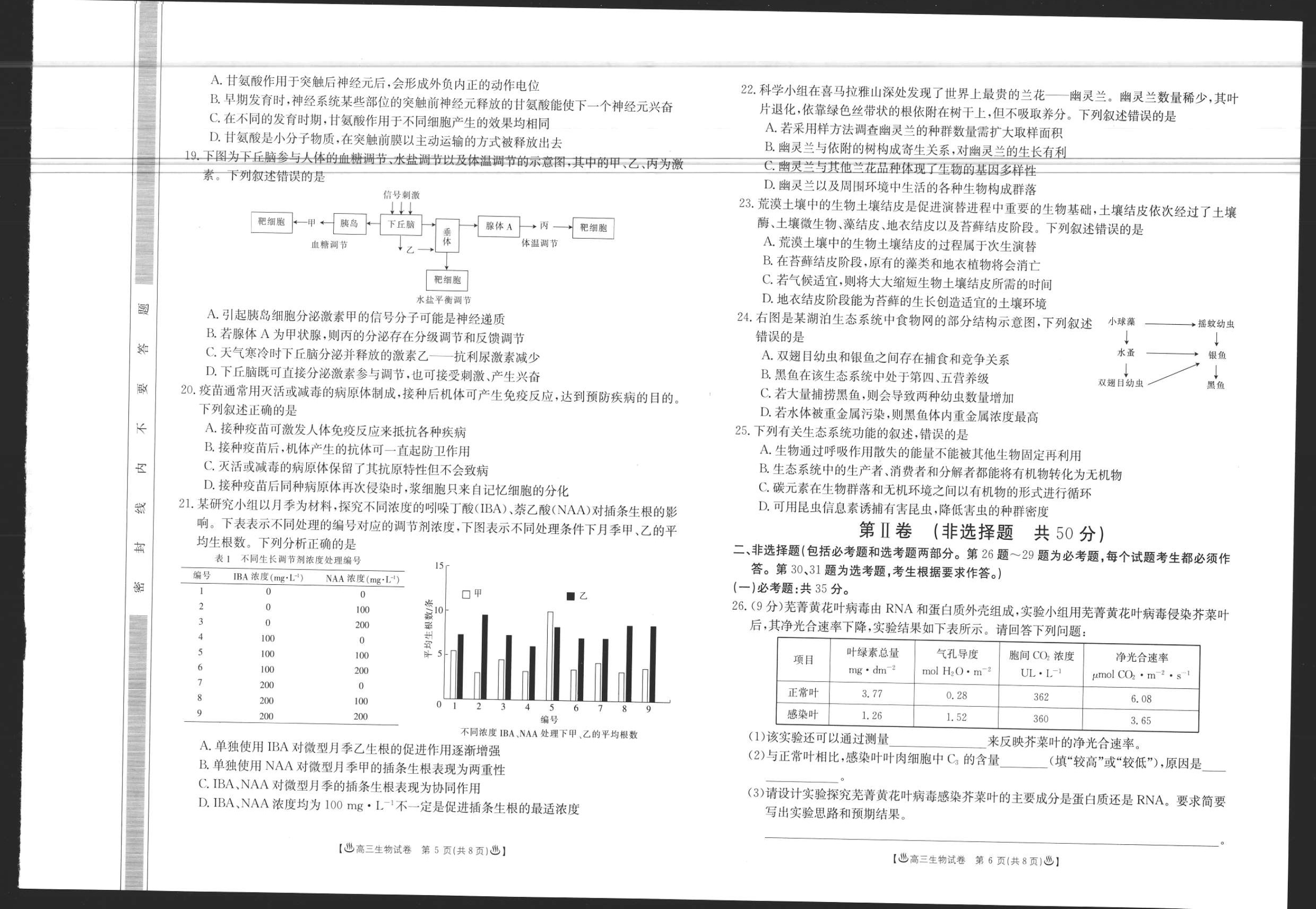 金太阳高三入学考试（生物）