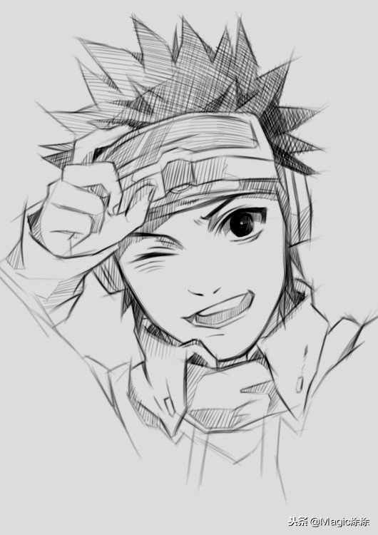 积极乐观的素描风宇智波带土宇智波带土素描