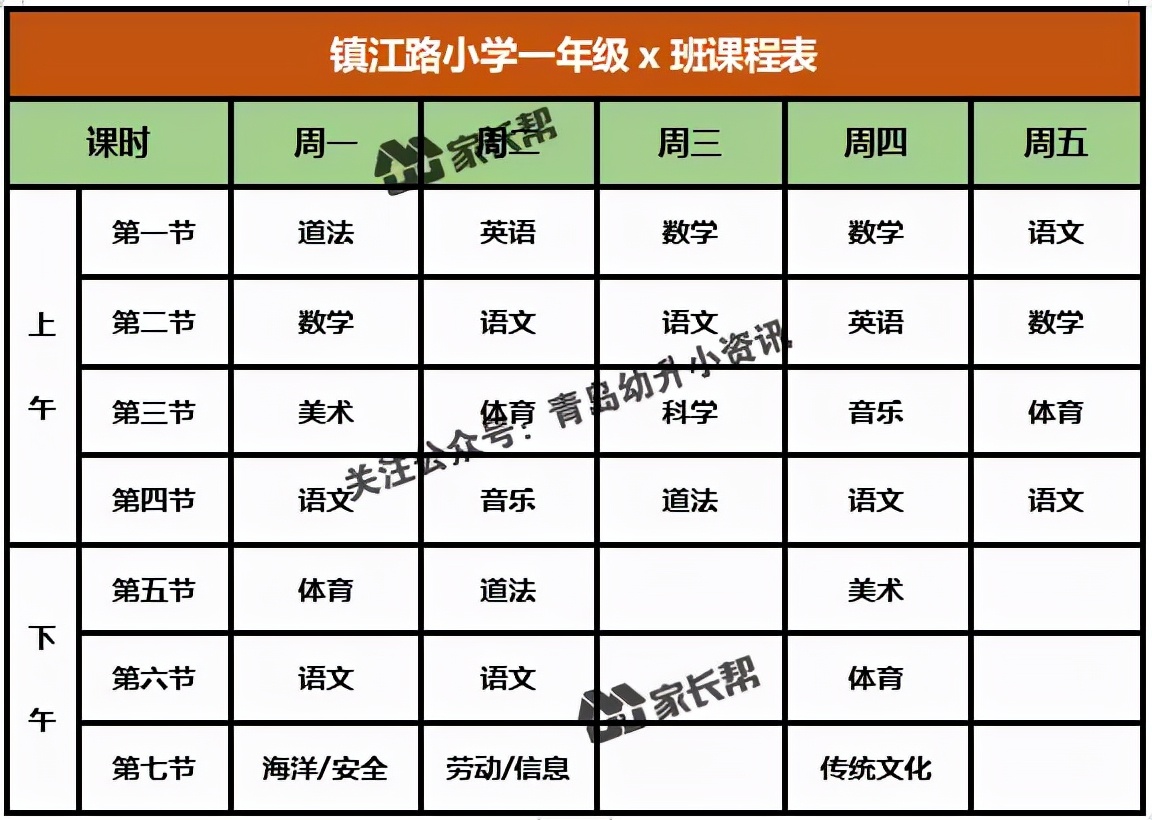 青岛「公办+民办小学」作息时间表及课程表汇总
