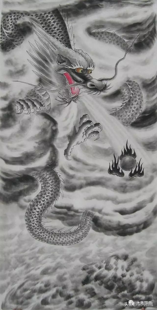 龙的简笔画图文教程中国彩墨龙的画法步骤图片工笔水墨画龙的简笔画教