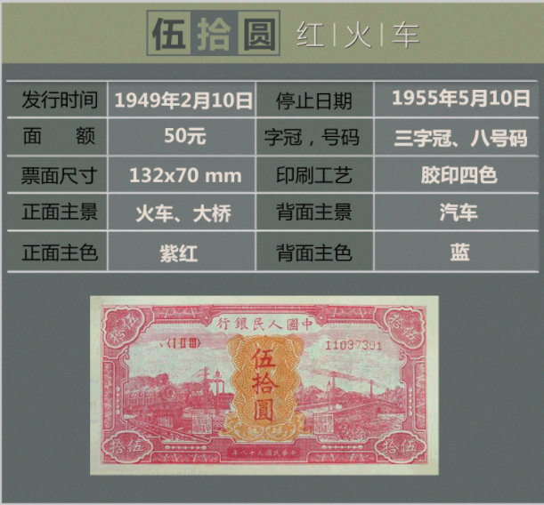第一套人民币“十大珍品”之伍拾圆红火车大桥收藏价值有多高？