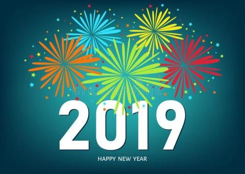 2019 happy new year祝福语图片烟花背景版