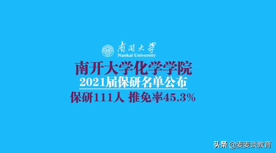 南开大学化学学院2021届保研名单公布！推免率45.3%