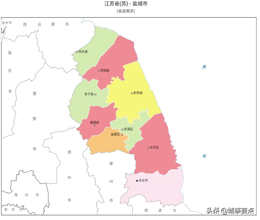 详细版江苏省行政区划图,苏南已无县,江苏县级市达22个