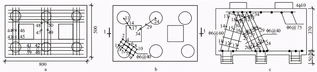 六桩厚承台传力模式试验和有限元分析