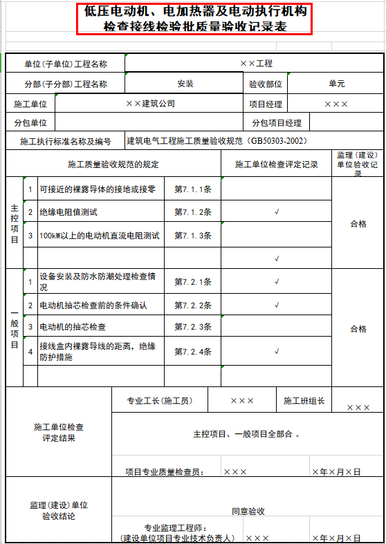 21年整理：施工质量验收记录-检验批表格，93套内容完整可用