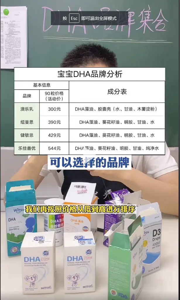DHA哪個牌子好？寶寶DHA品牌成分分析表
