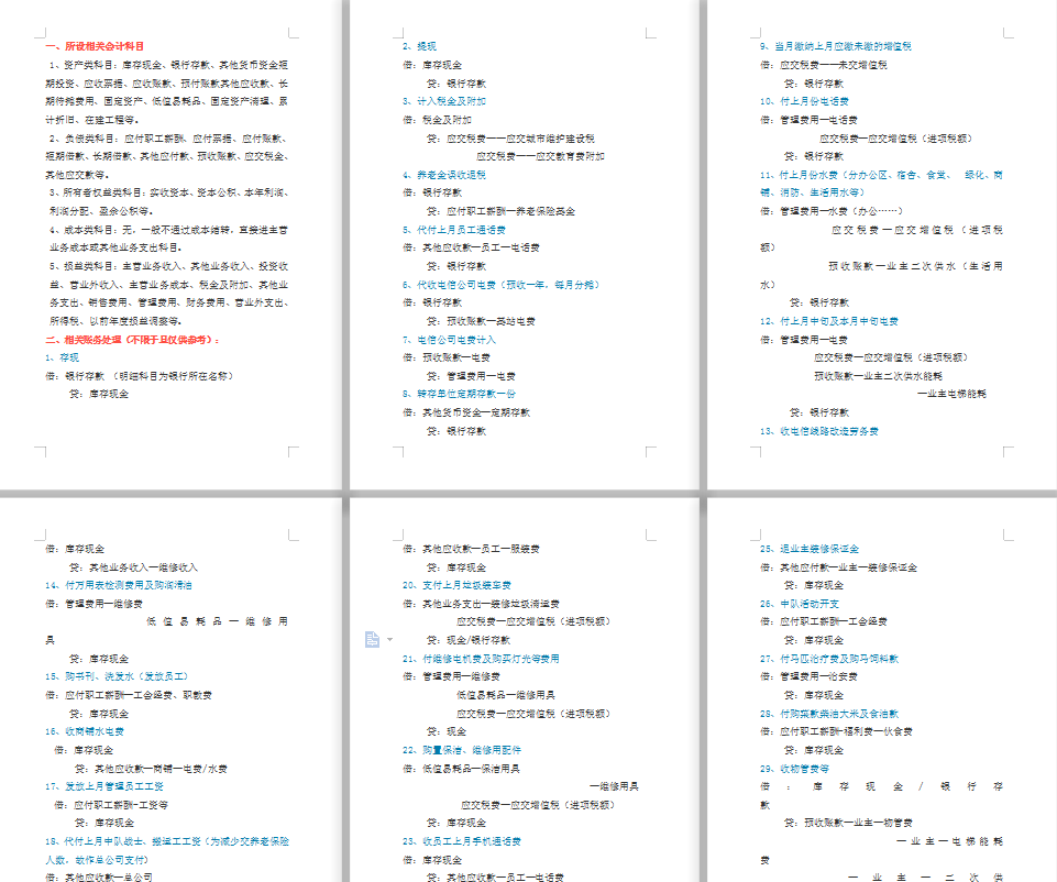 财务注意：物业会计核算细则+全套会计分录，这些资料会计别错过