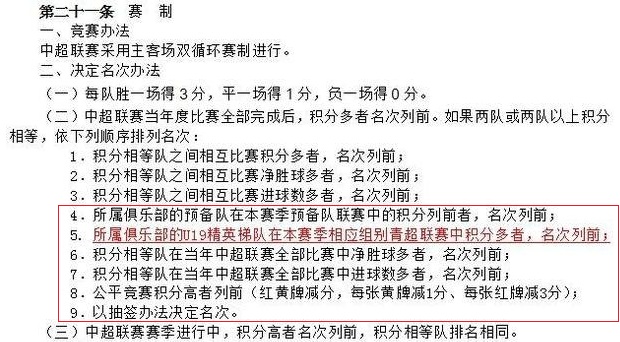 中超积分相同先看什么(官方！中超球队排名规定有调整，积分相同只看四项指标！)