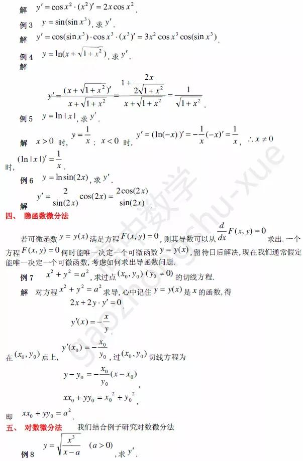 高中数学 | 常见函数求导公式+求导法则整合（附推导过程及例题）