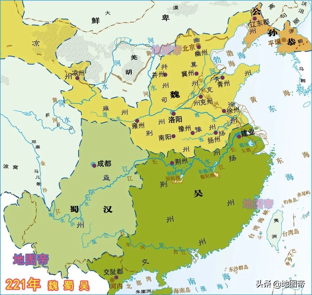 三国鼎立局面形成的时间（15幅地图上的三国）