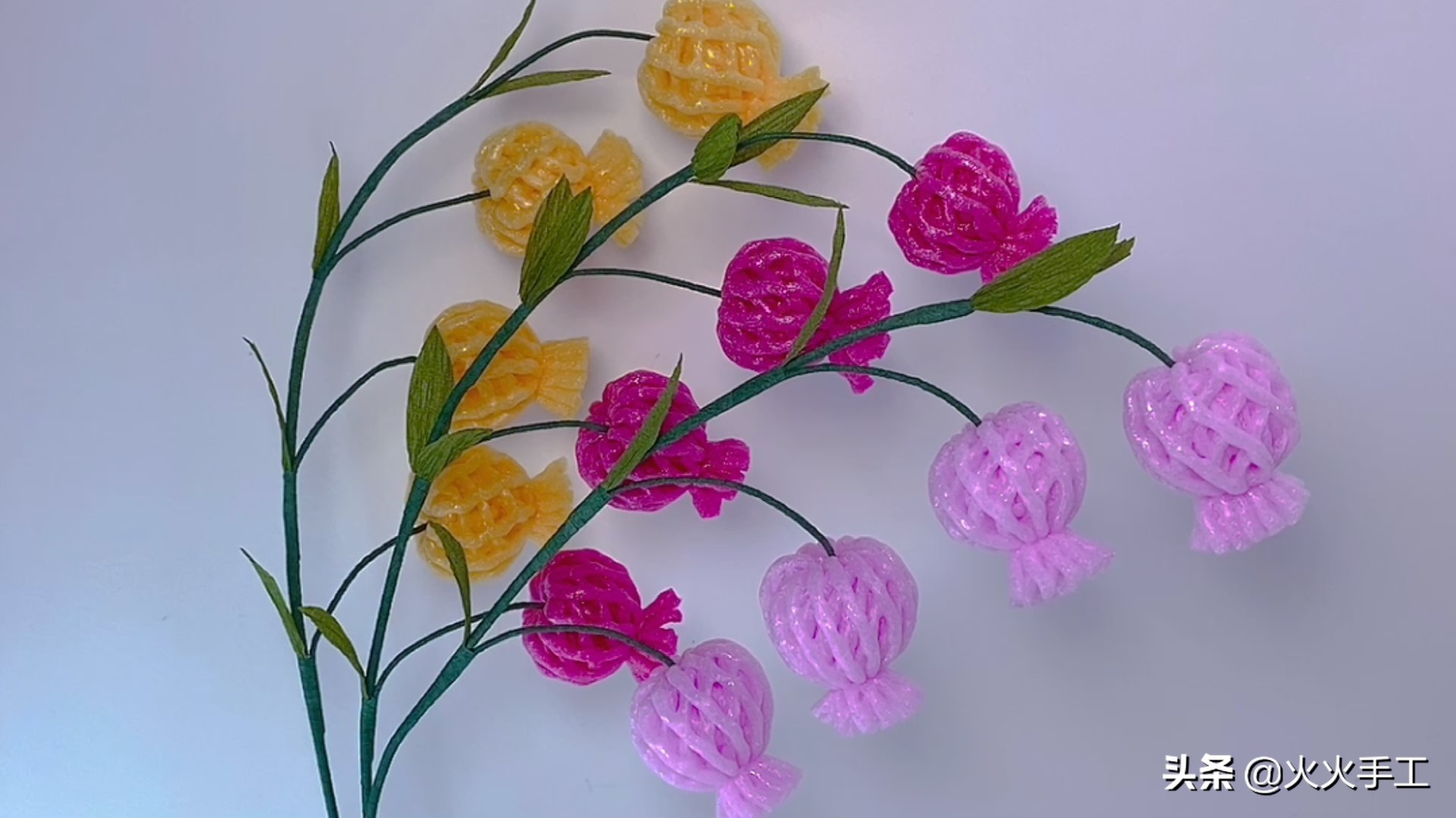 水果泡沫网袋制作花朵图片