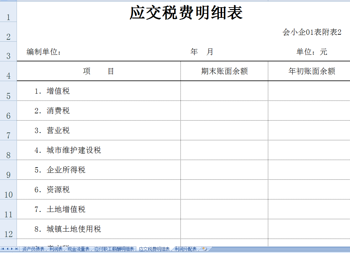 分享小企业准则财务报表模板！包括资产、利润、现金流量表等！