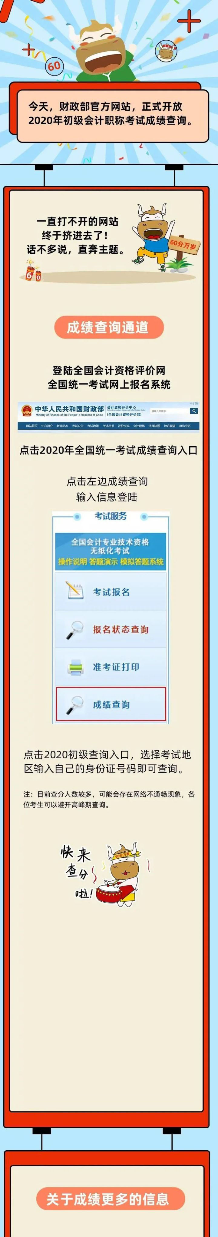 2020年初级会计职称考试成绩查询入口，正式开通