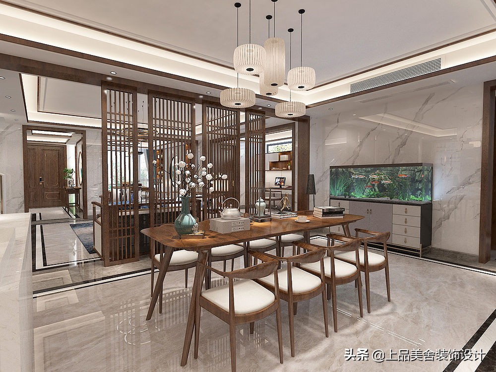 济南夫妇晒540㎡豪宅，将流行新中式融入轻奢调，进门就被惊艳到