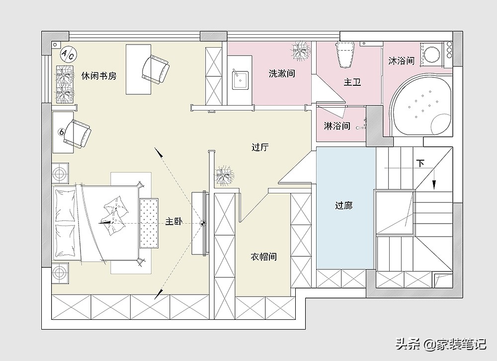 她家的复式楼装修，全屋采用象牙白做主色调，干净到“一尘不染”