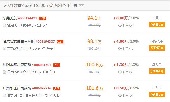 A8L最高降38.86万，雷克萨斯LS、捷豹XFL都在降价