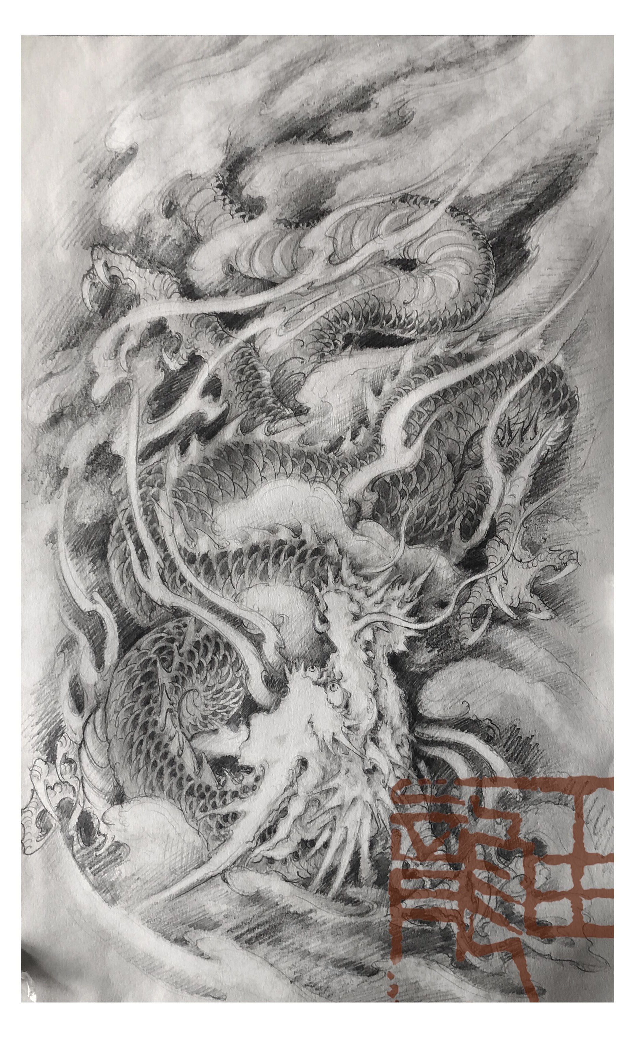 下图为由龍铅笔素描的龙图步骤分享,希望能为需要的人起到一点点帮助.