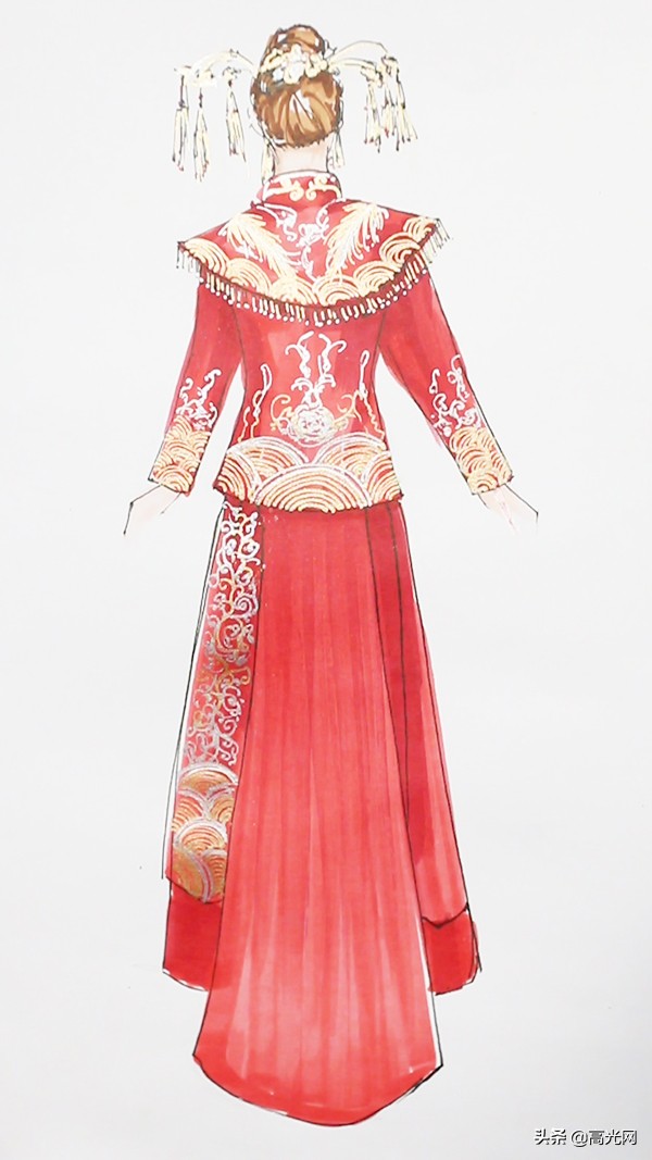 古代凤冠霞帔怎么画?教你画传统的中式婚服,画完想结婚了